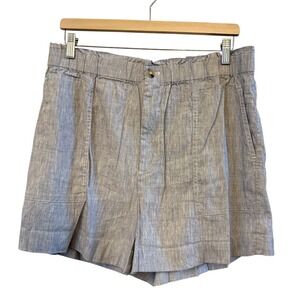 WMs Gray L Lou & Grey (LOFT) Linen Blend Dress Shorts with Elastic Waist Pockets
